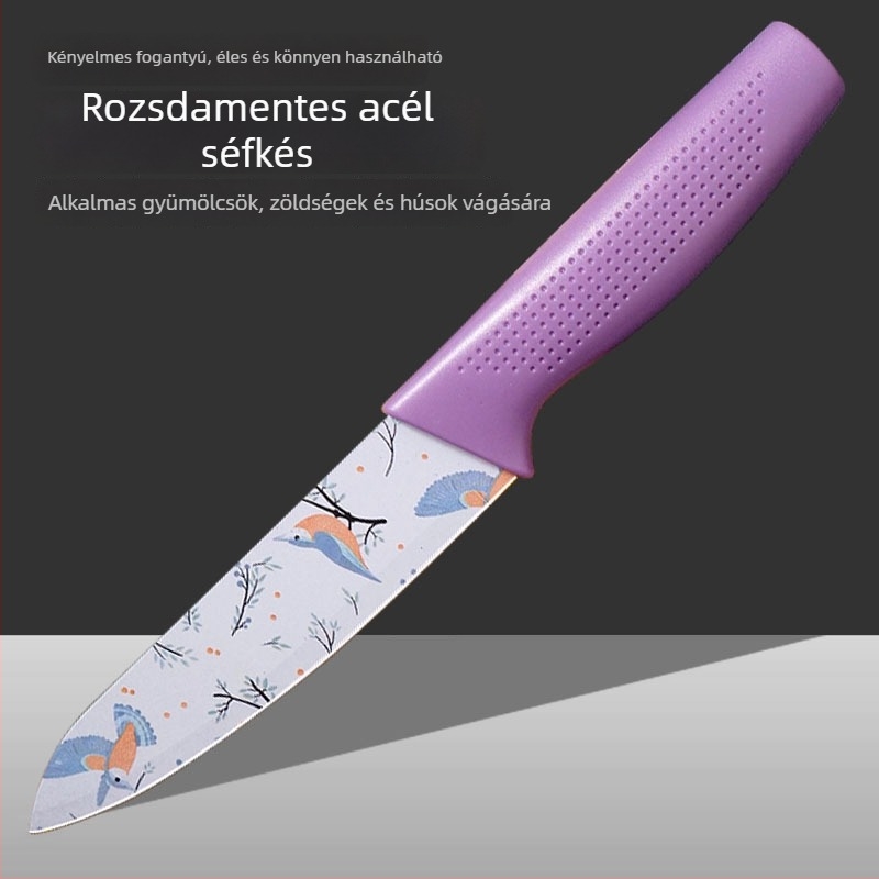 Rozsdamentes acélból készült konyhai késkészlet, amely tartalmaz 3 darab gyümölcs kést és egy szeletelő kést