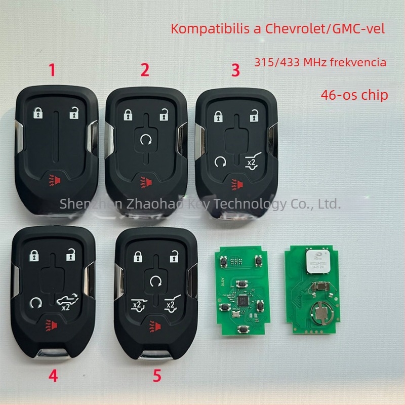Okos autókulcs Chevrolet Suburban, GMC Sierra és Yukon modellekhez, 46-chip és 433 MHz