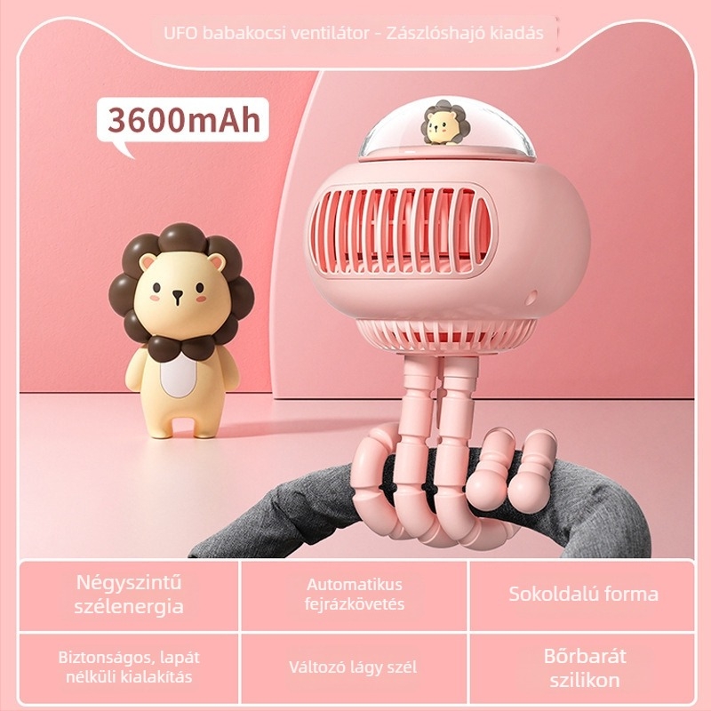 Oktopusz alakú pengétlen kézi USB ventilátor beépített akkumulátorral, kompakt, hordozható