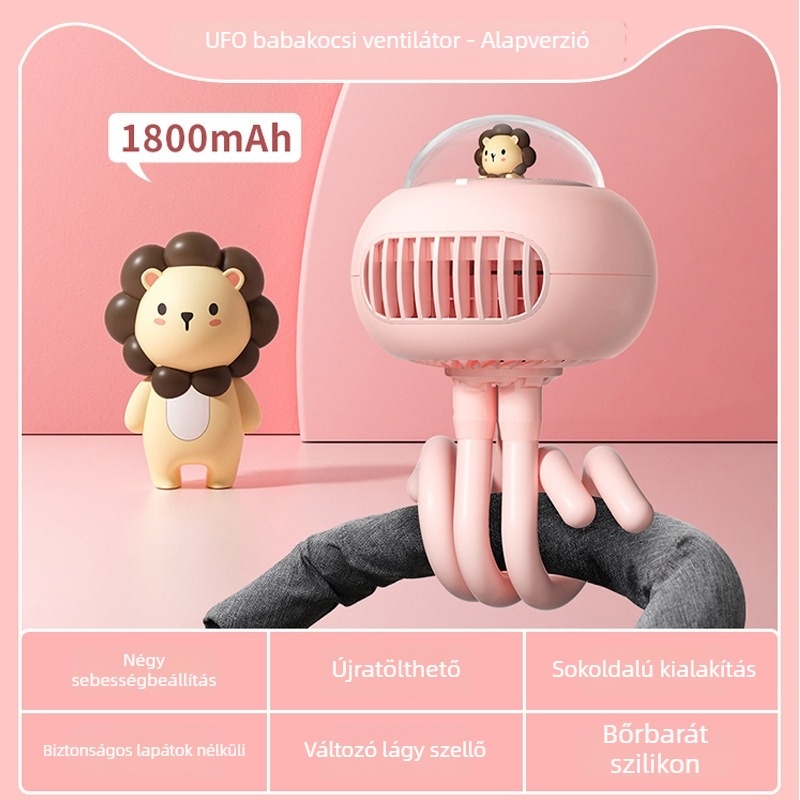 Oktopusz alakú pengétlen kézi USB ventilátor beépített akkumulátorral, kompakt, hordozható