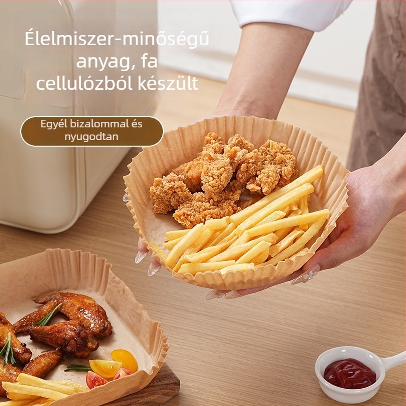 Légsütőhöz tervezett olajpapír, vastag, tapadásmentes, olaj- és vízálló, nem kell mosni, edényvédő otthoni sütéshez