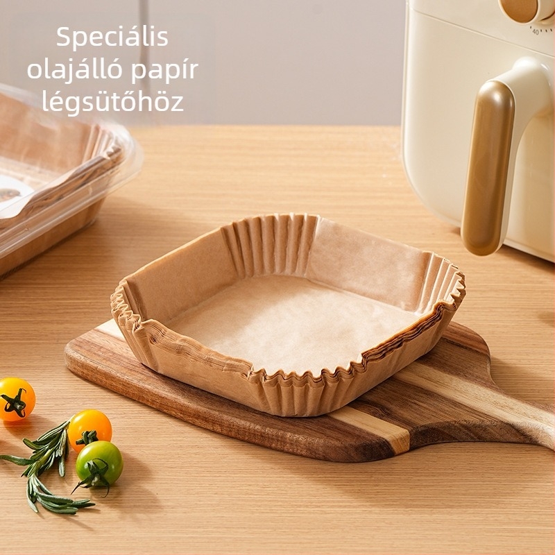 Légsütőhöz tervezett olajpapír, vastag, tapadásmentes, olaj- és vízálló, nem kell mosni, edényvédő otthoni sütéshez