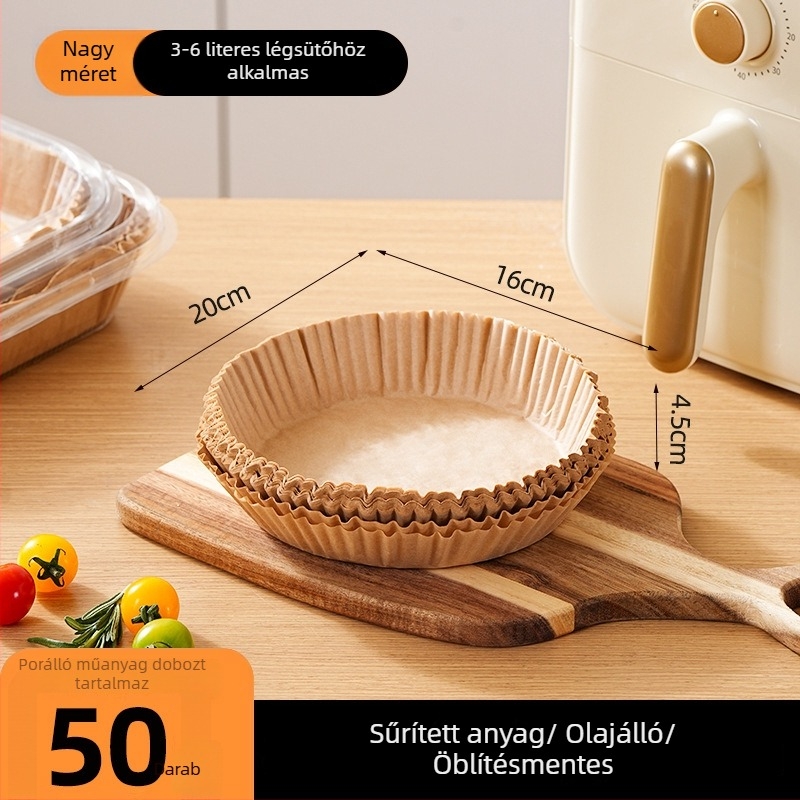 Légsütőhöz tervezett olajpapír, vastag, tapadásmentes, olaj- és vízálló, nem kell mosni, edényvédő otthoni sütéshez