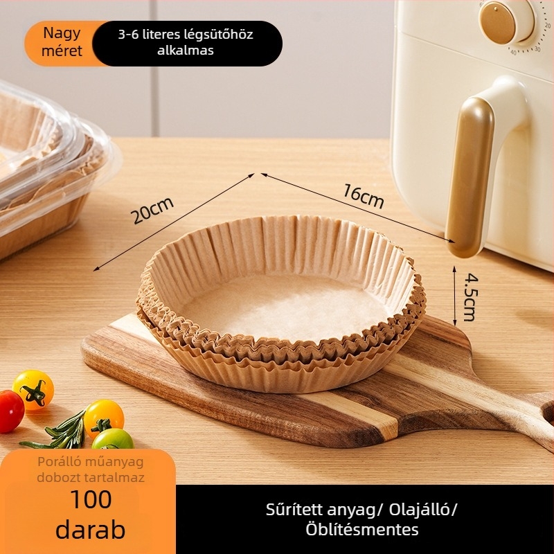 Légsütőhöz tervezett olajpapír, vastag, tapadásmentes, olaj- és vízálló, nem kell mosni, edényvédő otthoni sütéshez