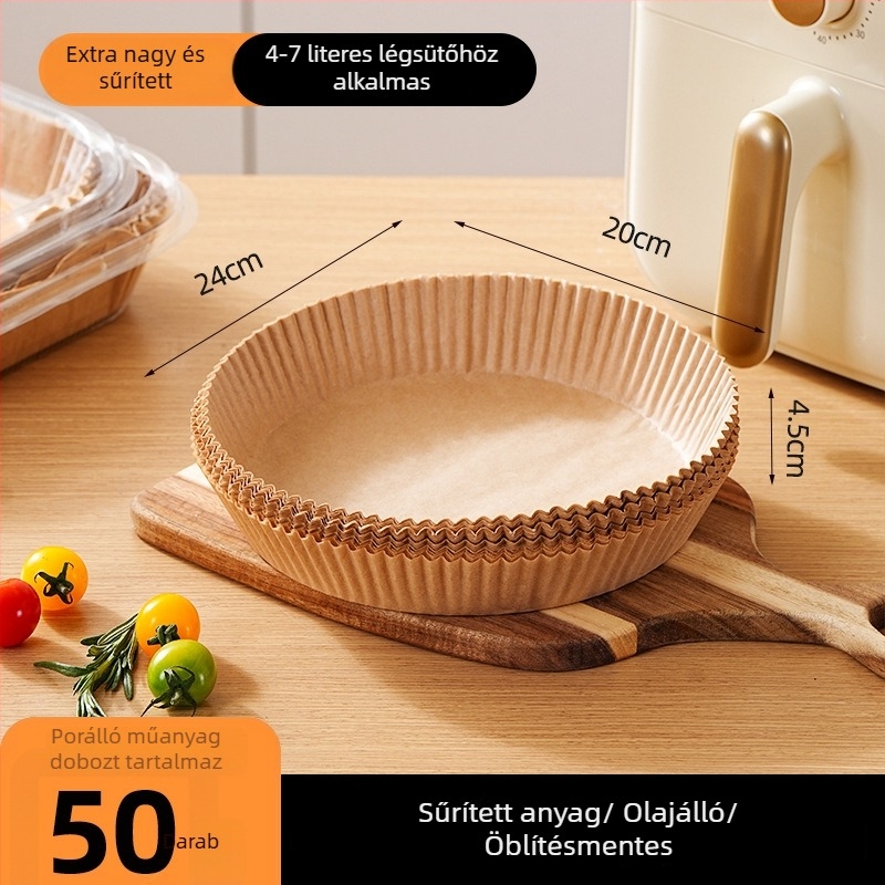 Légsütőhöz tervezett olajpapír, vastag, tapadásmentes, olaj- és vízálló, nem kell mosni, edényvédő otthoni sütéshez