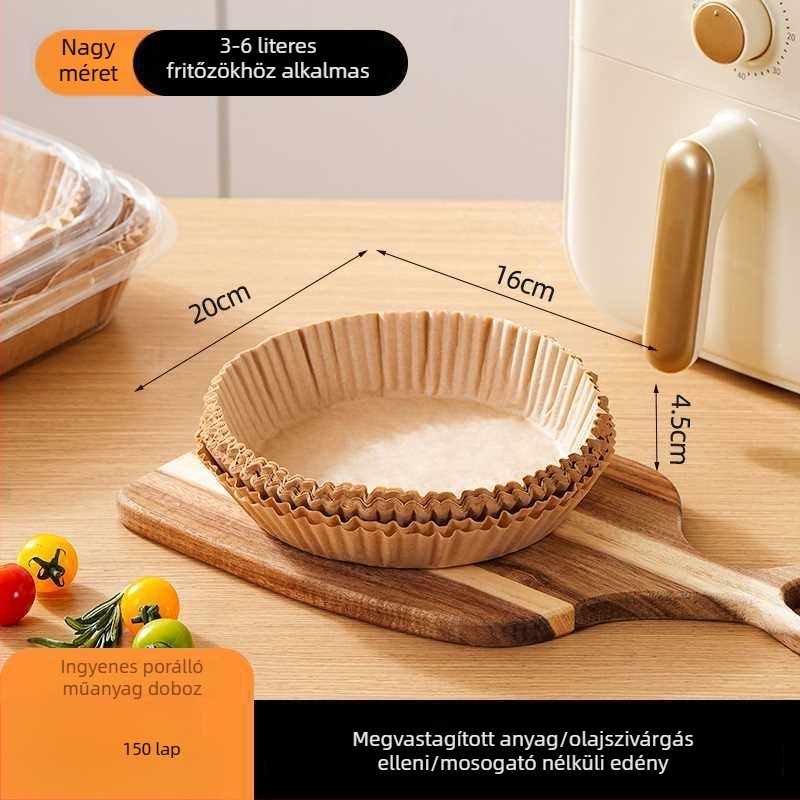 Légsütőhöz tervezett olajpapír, vastag, tapadásmentes, olaj- és vízálló, nem kell mosni, edényvédő otthoni sütéshez