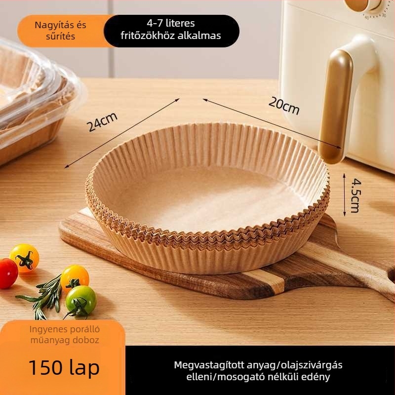 Légsütőhöz tervezett olajpapír, vastag, tapadásmentes, olaj- és vízálló, nem kell mosni, edényvédő otthoni sütéshez
