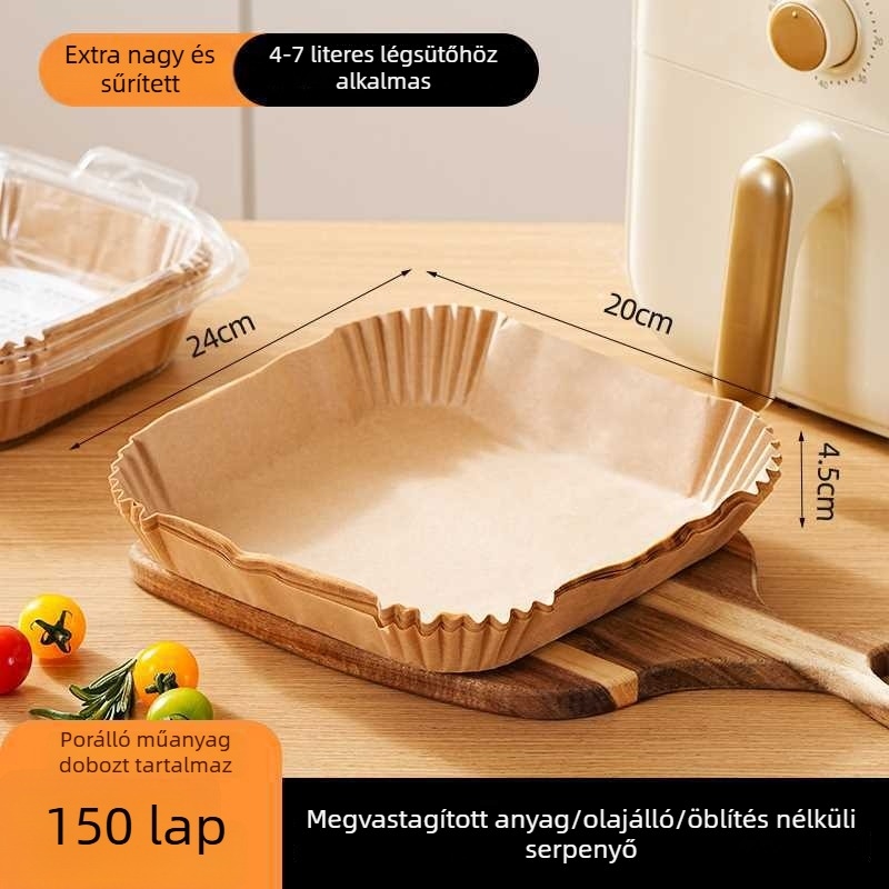 Légsütőhöz tervezett olajpapír, vastag, tapadásmentes, olaj- és vízálló, nem kell mosni, edényvédő otthoni sütéshez