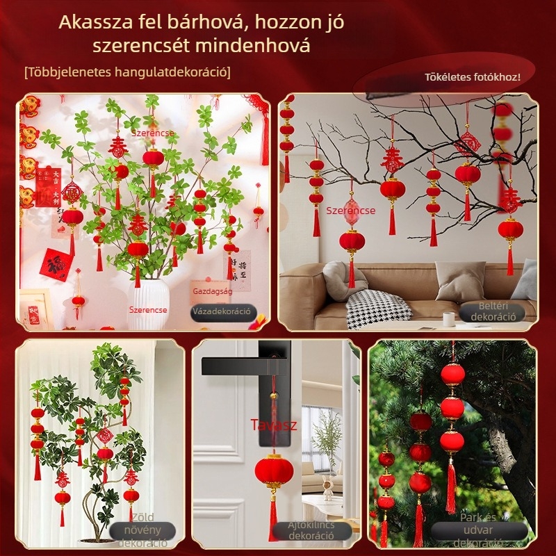Jókívánsággal ellátott kis lámpás bonsai számára — függő dekoráció az új otthon nappalijába.