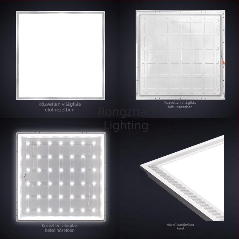 600x600 síkpaneles mennyezeti világítás, 110V szélesfeszültség, gipszkarton mennyezet, 60x60 beépített alumínium panel, rejtett szerelés