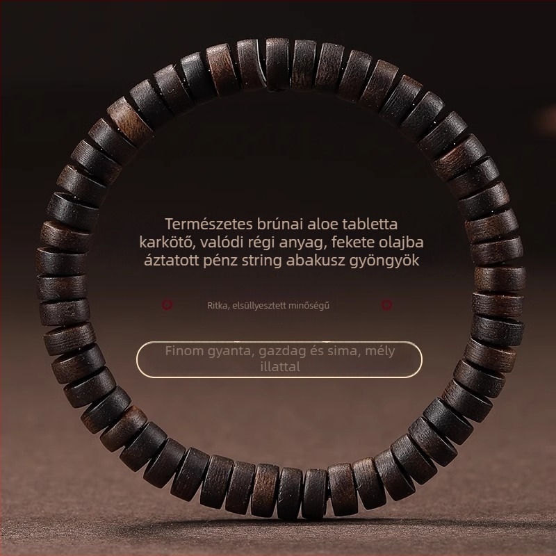 Agarwood gyöngyös karkötő, uniszex, geometriai design