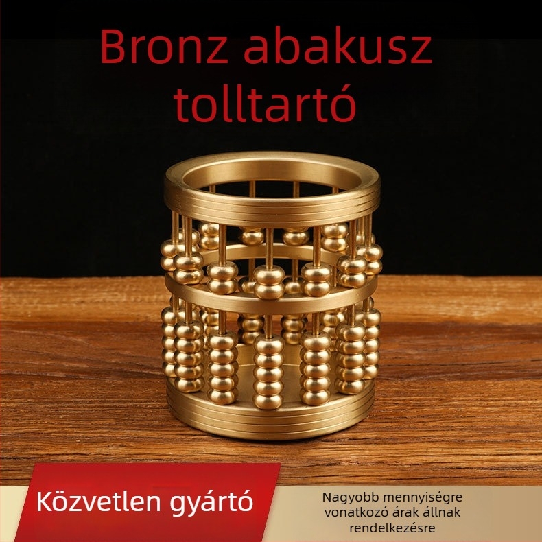 Sárgaréz abakusz tolltartó, asztali dekoráció iroda és tanulás számára