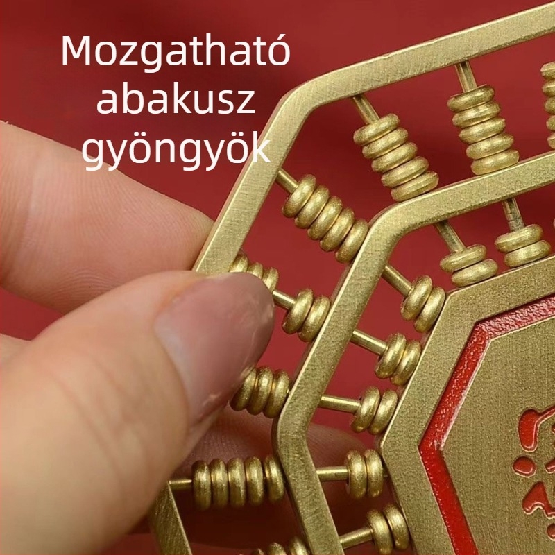 Sárgaréz abakusz Bagua motívummal, forgó asztali dekoráció irodába