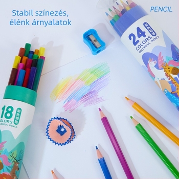 Első osztályos diákoknak szóló olaj alapú színes ceruzák, fát nem tartalmazó ceruzák rajzhoz, karikatúrákkal díszített irodaszercsomag