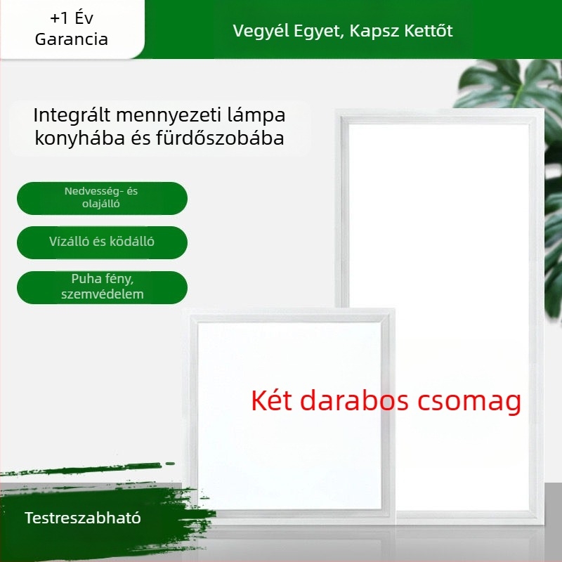 Integrált mennyezeti LED panel 300x300 mm, sík panel a konyha és fürdőszoba számára, beépített mennyezeti lámpa alumínium panellel
