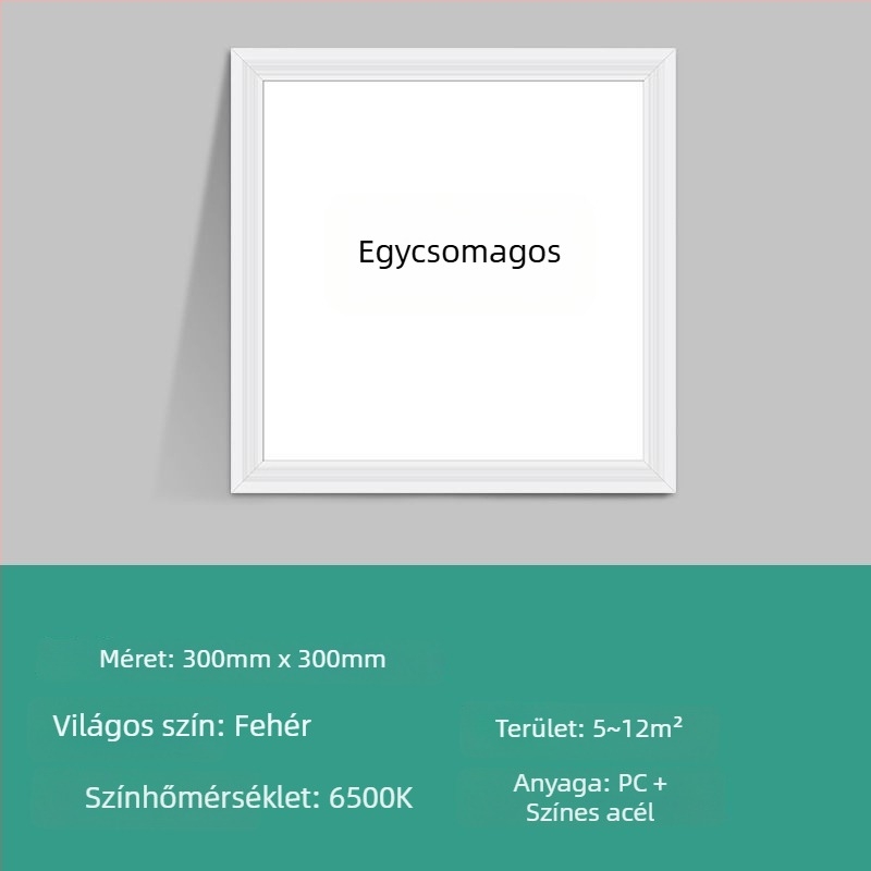 Integrált mennyezeti LED panel 300x300 mm, sík panel a konyha és fürdőszoba számára, beépített mennyezeti lámpa alumínium panellel