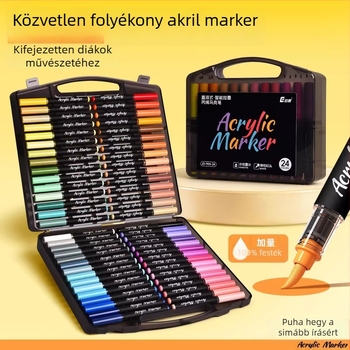Közvetlen folyadékú akrilfilctollak, kis fekete dobozban, művészethez, rétegzésre alkalmas akvarell-kompatibilis töltőtollak, gyerekrajzokhoz, színes tollak