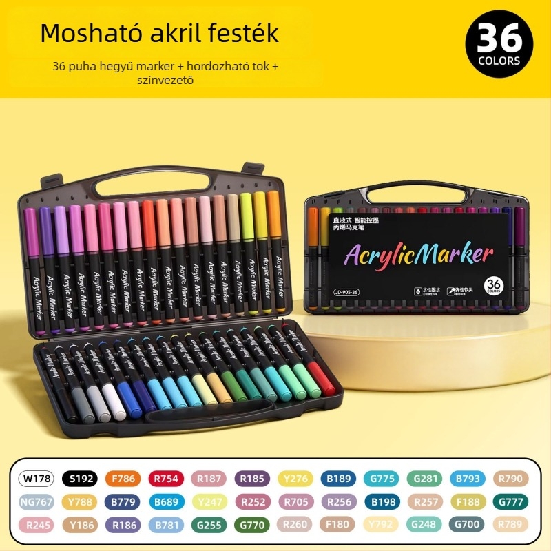 Közvetlen folyadékú akrilfilctollak, kis fekete dobozban, művészethez, rétegzésre alkalmas akvarell-kompatibilis töltőtollak, gyerekrajzokhoz, színes tollak