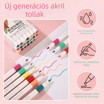Új akril filctollak hordozható vödörrel gyerekeknek – akvarell tollak, DIY, mosható