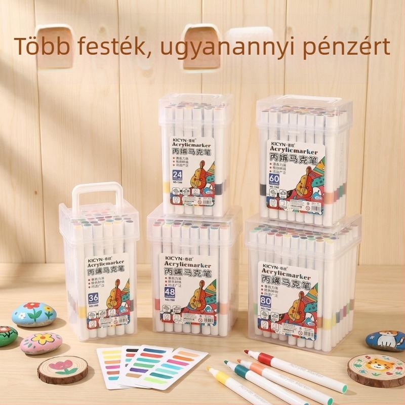 Új akril filctollak hordozható vödörrel gyerekeknek – akvarell tollak, DIY, mosható