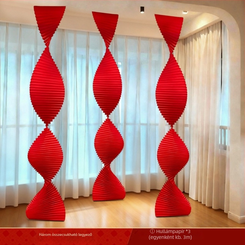 2026-os újévi hangulat – piros krepppapírból készült kör alakú lampion, 30×30 cm, szitanyomás