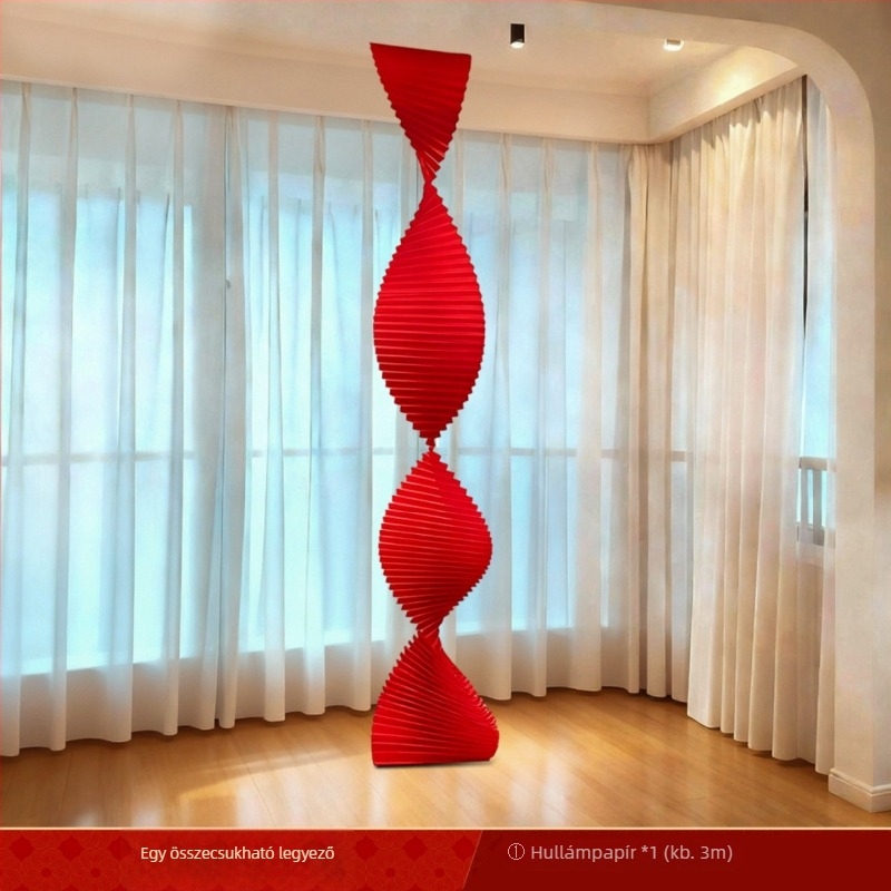2026-os újévi hangulat – piros krepppapírból készült kör alakú lampion, 30×30 cm, szitanyomás