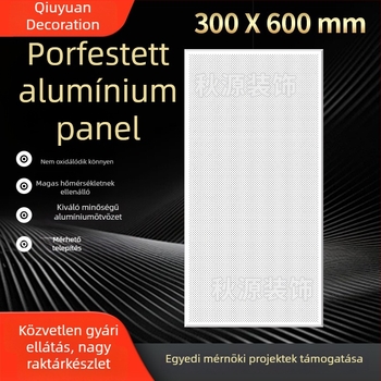 Porszórt bevonatú alumínium perforált panel 300x600, konyha, fürdőszoba és erkély mennyezetéhez