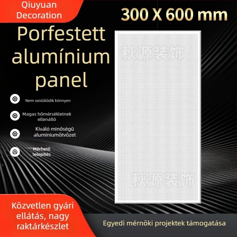 Porszórt bevonatú alumínium perforált panel 300x600, konyha, fürdőszoba és erkély mennyezetéhez
