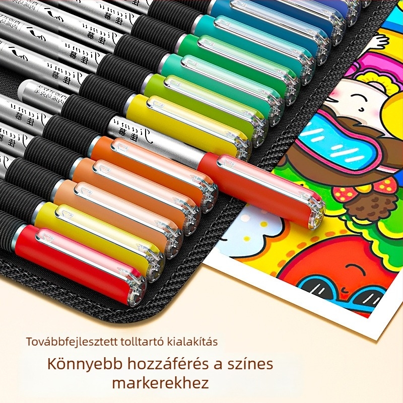 Puha végű, közvetlen folyadékos akril marker készlet tároló táskában, diákoknak, átlátszatlan színek, 80 szín, gyerekek művészete
