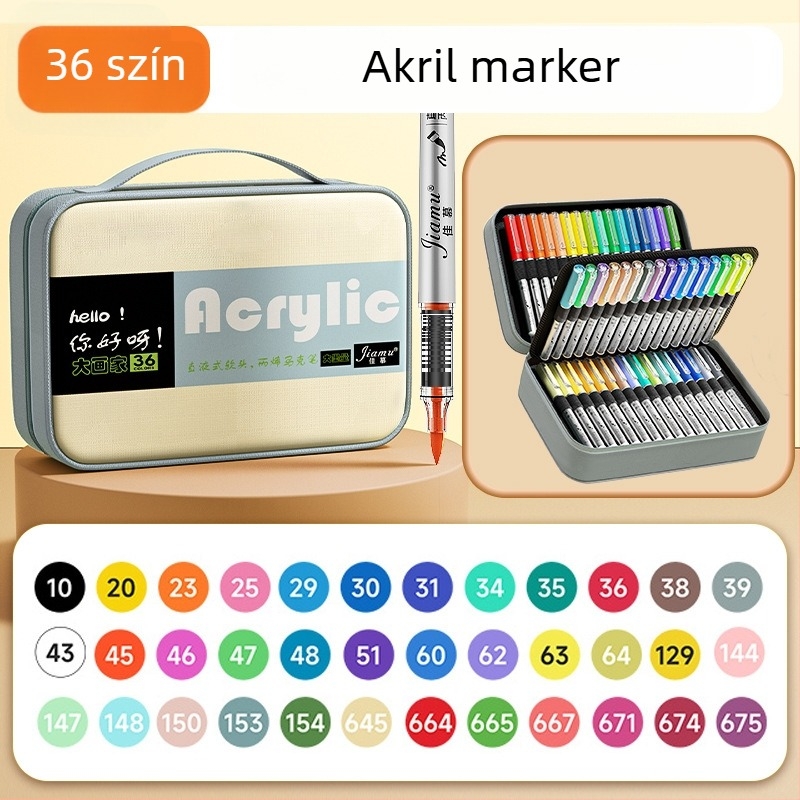 Puha végű, közvetlen folyadékos akril marker készlet tároló táskában, diákoknak, átlátszatlan színek, 80 szín, gyerekek művészete