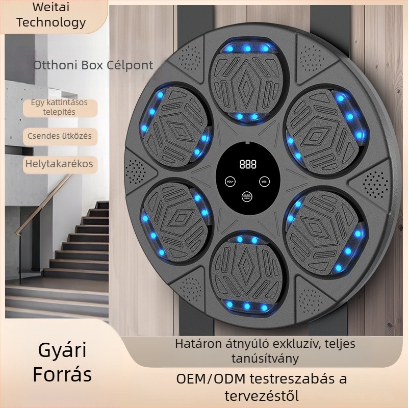 Intelligens Bluetooth-os boksz-edzés falra szerelhető cél, zenével, felnőtteknek