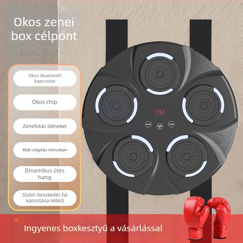 Intelligens Bluetooth-os boksz-edzés falra szerelhető cél, zenével, felnőtteknek