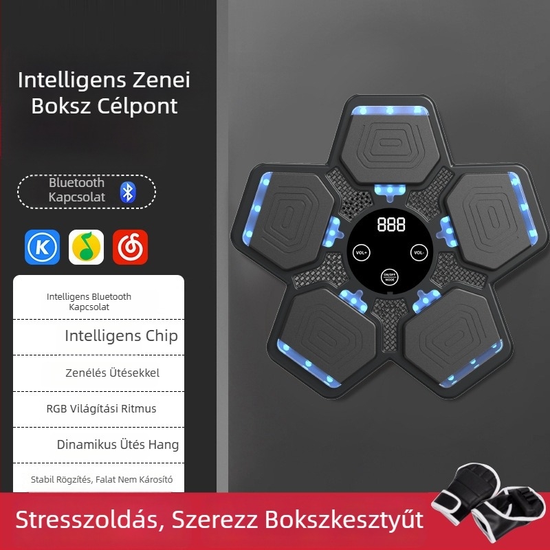Intelligens Bluetooth-os boksz-edzés falra szerelhető cél, zenével, felnőtteknek