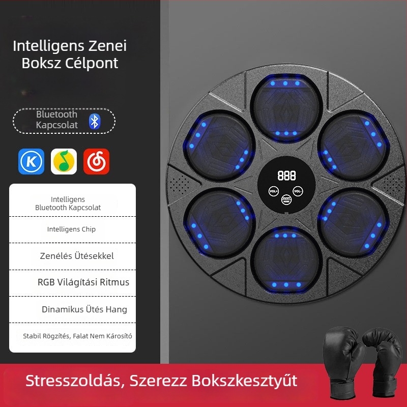 Intelligens Bluetooth-os boksz-edzés falra szerelhető cél, zenével, felnőtteknek