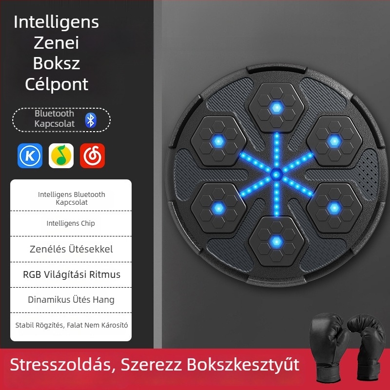 Intelligens Bluetooth-os boksz-edzés falra szerelhető cél, zenével, felnőtteknek