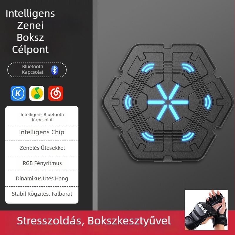 Intelligens Bluetooth-os boksz-edzés falra szerelhető cél, zenével, felnőtteknek
