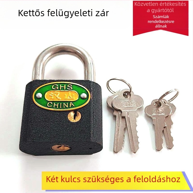 Hanshan kéttokos cilinderrel rendelkező lakat kétfős kezeléshez – biztonsági zár raktárhoz és benzinkúthoz