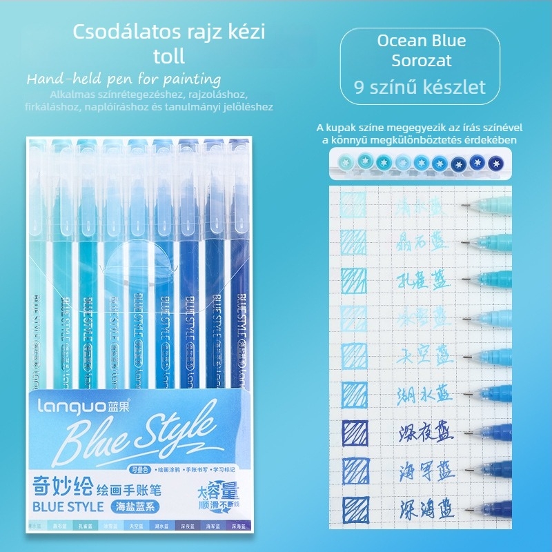 Blue Fruit notesz készlet: nagy kapacitású gél tollak jegyzetekhez, finom hegyű toll, kiemelő toll