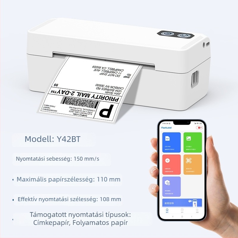 4x6-os expressz címkenyomtató, elektronikus fuvarlevél hőnyomtató, kompakt öntapadós címkenyomtató