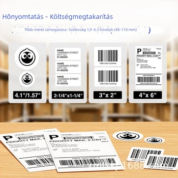 4 hüvelykes Bluetooth termikus címke nyomtató elektronikus fuvarlevélhez és ruházati címkékhez