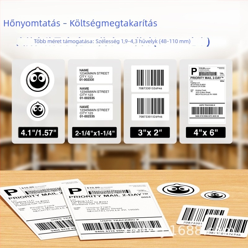 4 hüvelykes Bluetooth termikus címke nyomtató elektronikus fuvarlevélhez és ruházati címkékhez