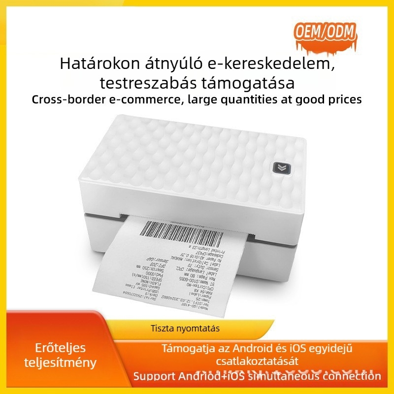4 hüvelykes Bluetooth termikus címke nyomtató elektronikus fuvarlevélhez és ruházati címkékhez