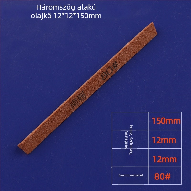 Háromszög alakú olajkő szalag, 12×150 mm, vörös korund