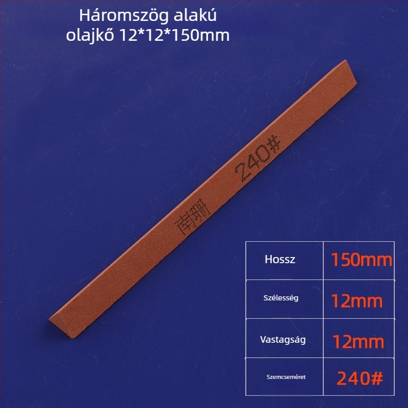 Háromszög alakú olajkő szalag, 12×150 mm, vörös korund