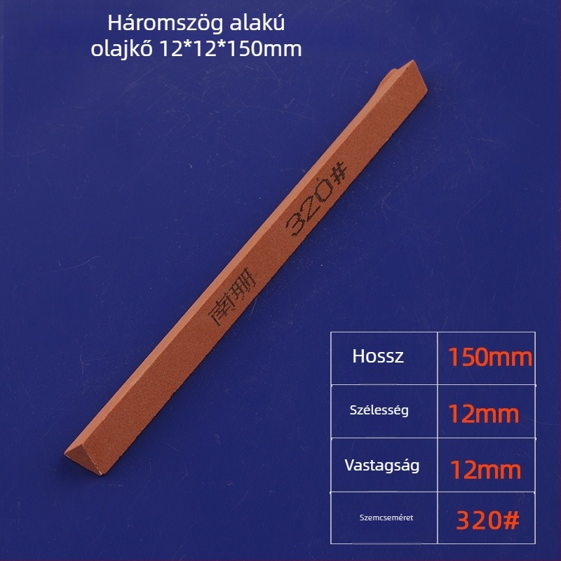 Háromszög alakú olajkő szalag, 12×150 mm, vörös korund