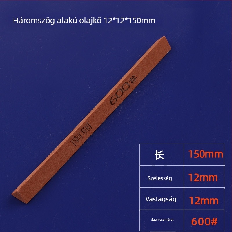 Háromszög alakú olajkő szalag, 12×150 mm, vörös korund