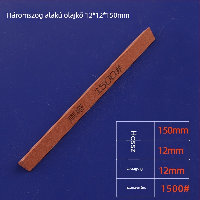 Háromszög alakú olajkő szalag, 12×150 mm, vörös korund