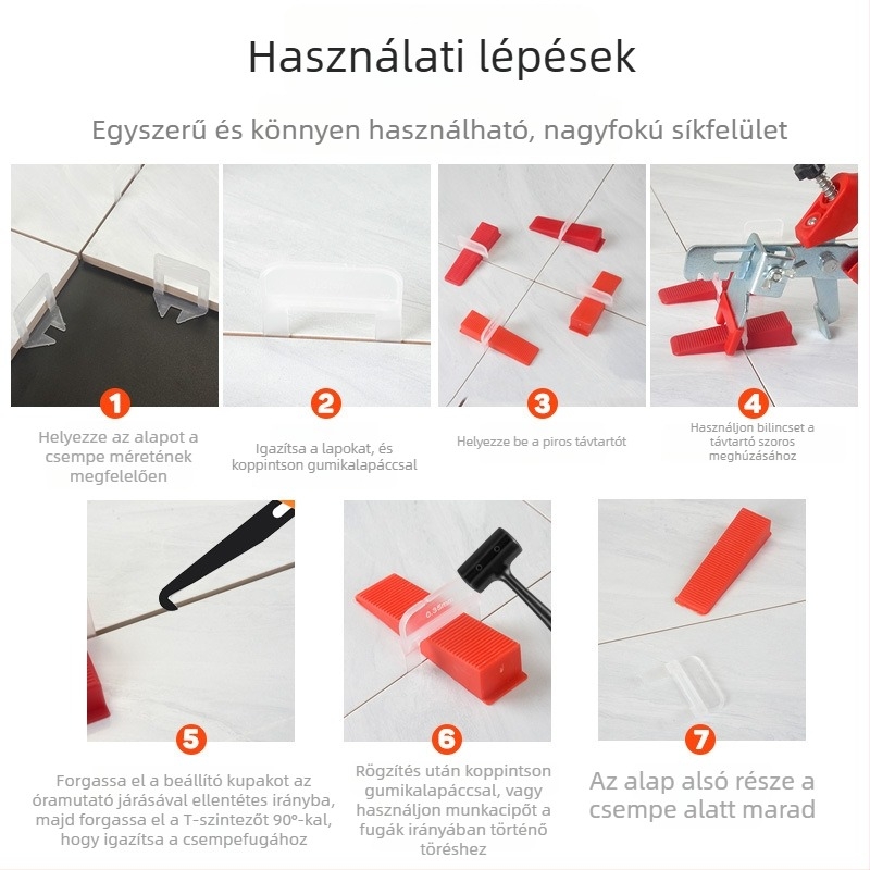 Csempe szintező – lux verzió, ultrafin fuga, támogató eszköz a padlóburkolat lerakásához, 0,35 szilárd alap, 0,5 mm