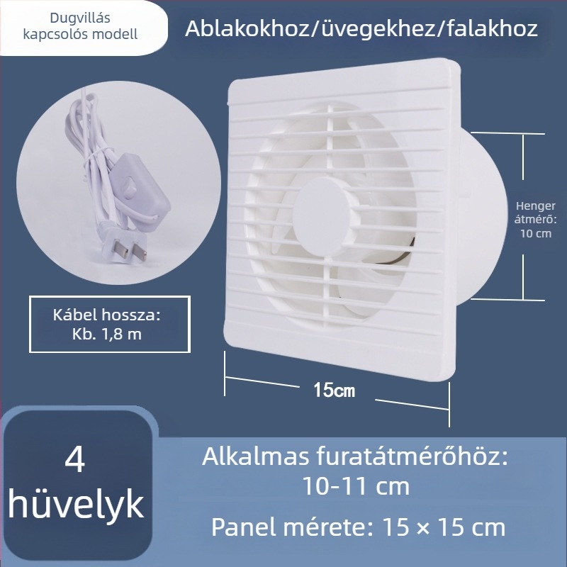 Fürdőszoba- és konyhai szellőztető ventilátor, erős ventiláció, háztartási füstelszívó