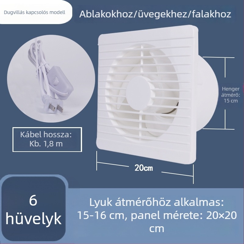 Fürdőszoba- és konyhai szellőztető ventilátor, erős ventiláció, háztartási füstelszívó